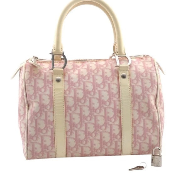 Dior Handbags - Dior Trotter Hand Boston Bag Purse Pink with Lock and Key